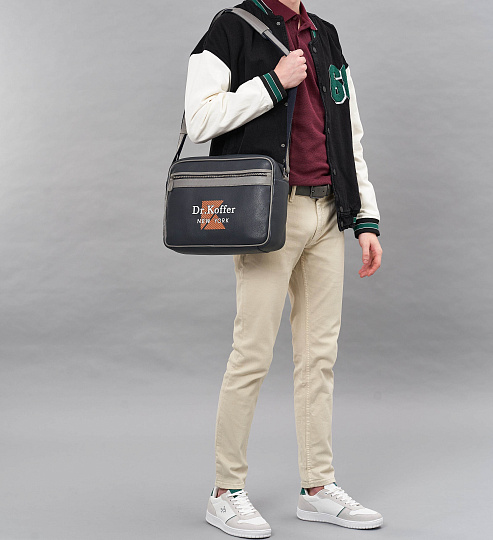 Сумка через плечо Dr.Koffer из натуральной кожи синяя