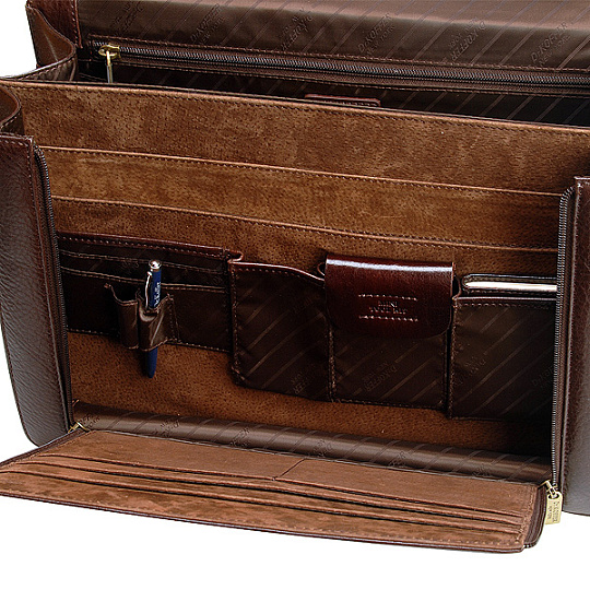 Портфель Dr.Koffer из натуральной кожи темно-коричневый