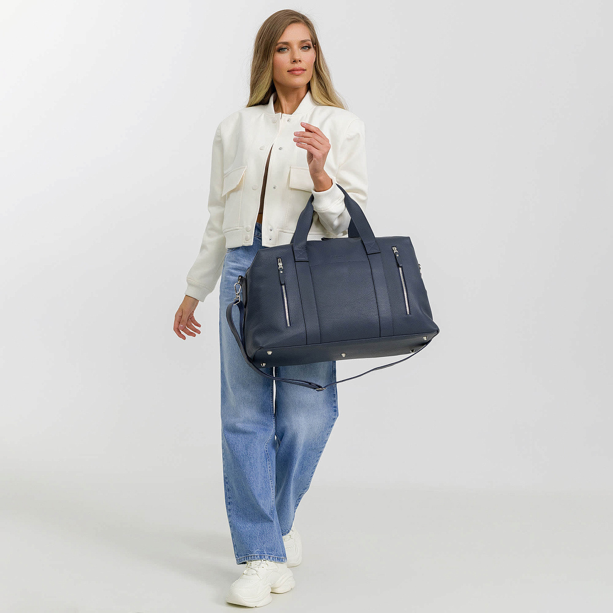 Сумка дорожная Dr.Koffer  из натуральной кожи синяя