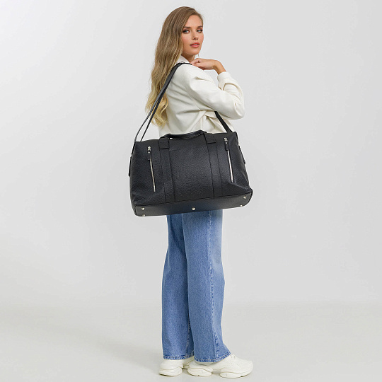 Сумка дорожная Dr.Koffer из натуральной кожи черная