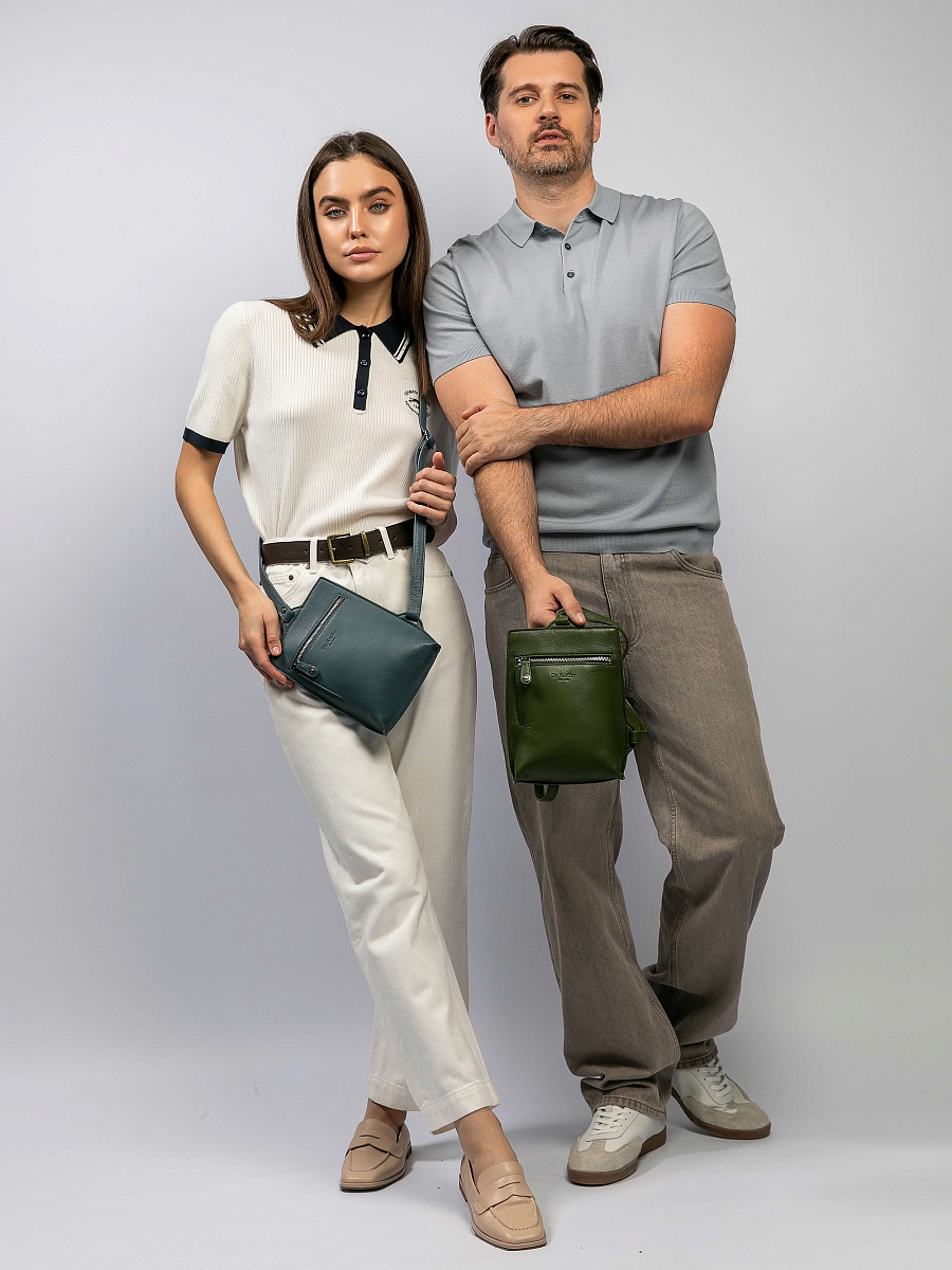 Сумка через плечо Dr.Koffer из натуральной кожи голубая