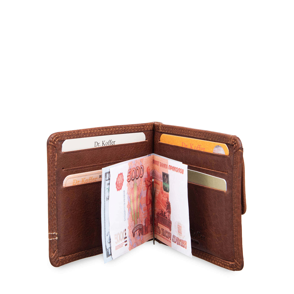 Зажим для денег Dr.Koffer из натуральной кожи коричневый
