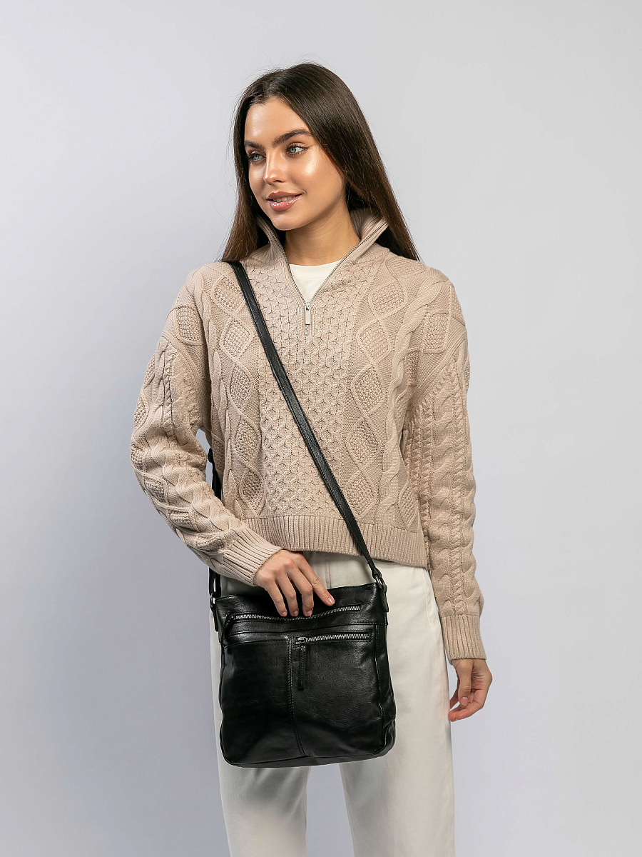 Сумка через плечо Dr.Koffer из натуральной кожи черная