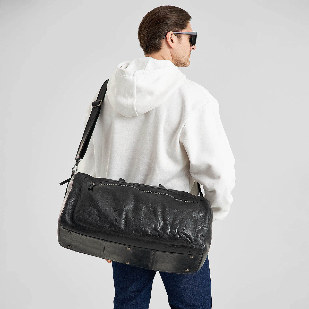 Сумка дорожная Dr.Koffer из натуральной кожи черная