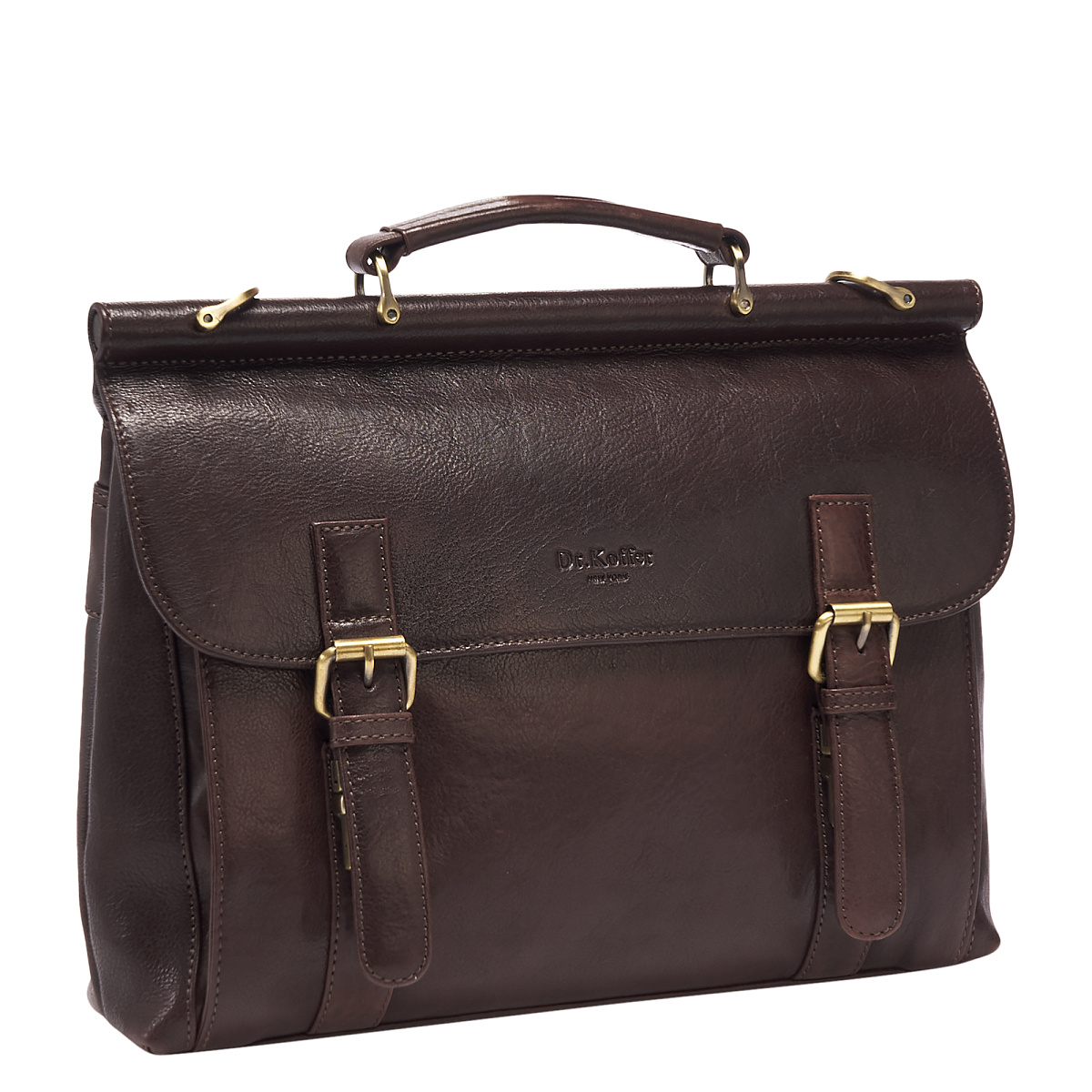 Портфель Dr.Koffer из натуральной кожи темно-коричневый