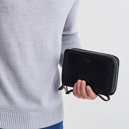 Сумка барсетка из натуральной кожи Dr. Koffer черная