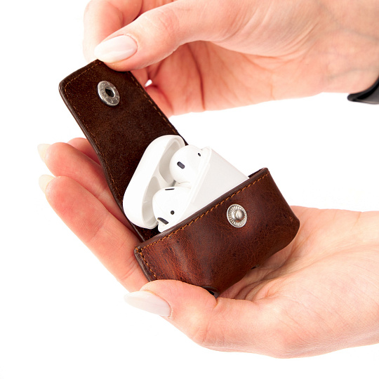 Чехол для AirPods из натуральной кожи коричневый Dr.Koffer