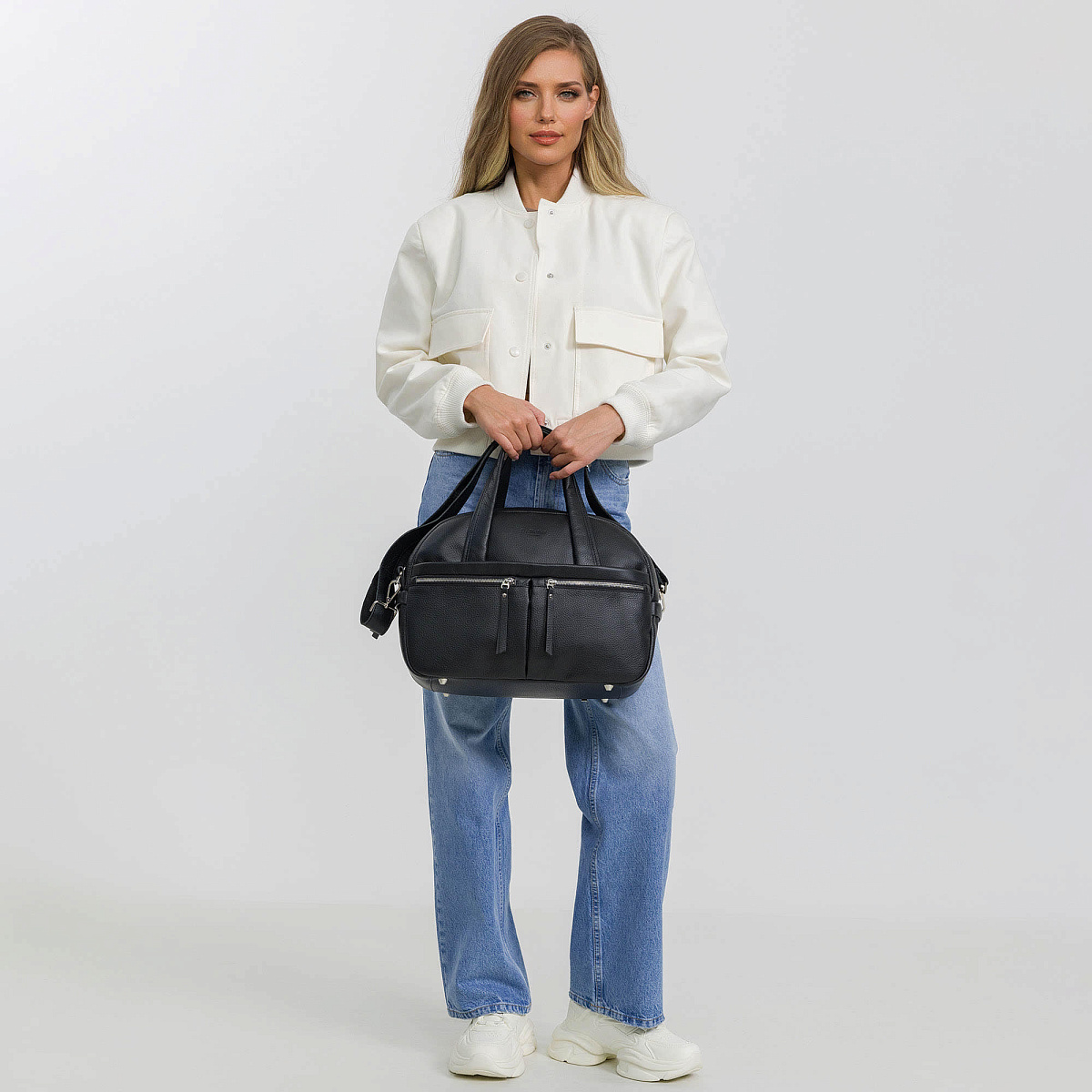 Сумка дорожная Dr.Koffer из натуральной кожи черная