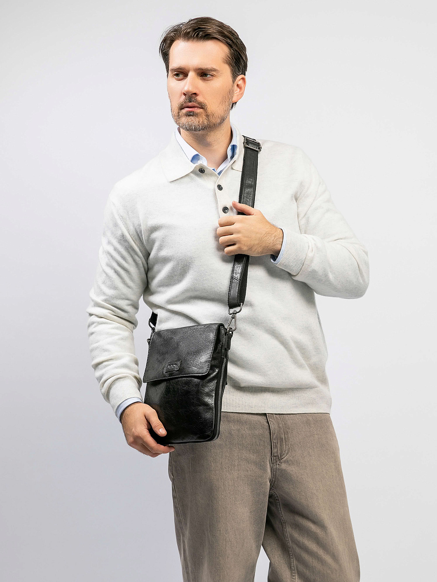 Сумка через плечо Dr.Koffer из натуральной кожи черная