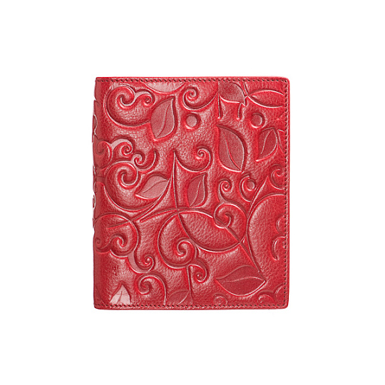 Красная визитница, украшенная фактурными цветами Dr.Koffer X510304-119-03