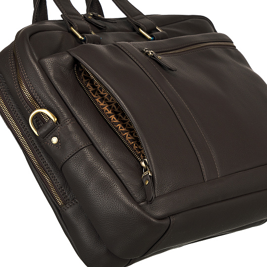 Деловая сумка Dr.Koffer из натуральной кожи темно-коричневая