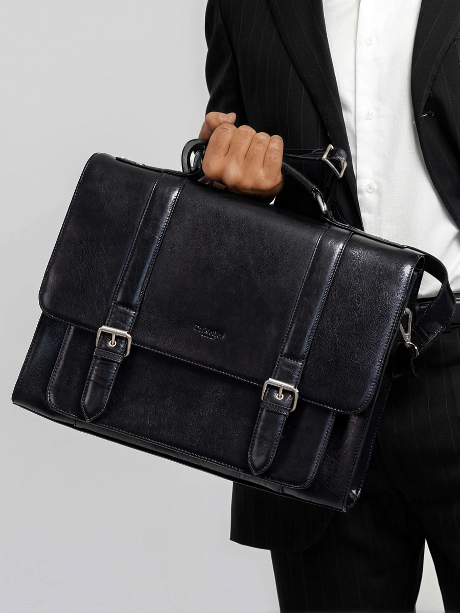 Портфель Dr.Koffer из натуральной кожи черный