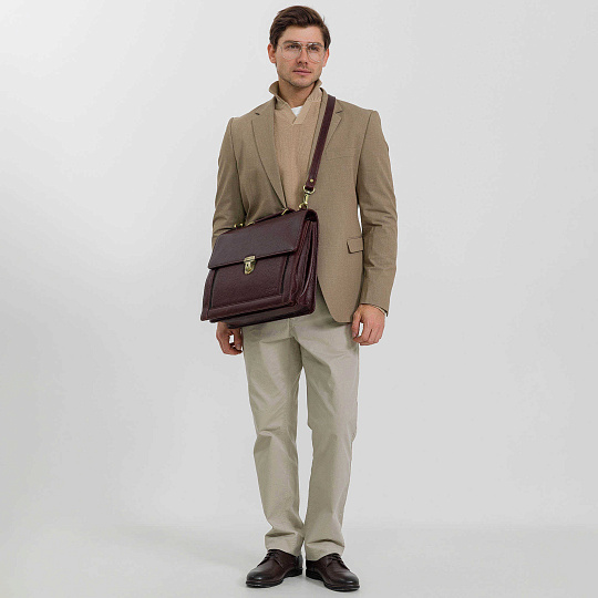 Портфель Dr.Koffer из натуральной кожи темно-коричневый