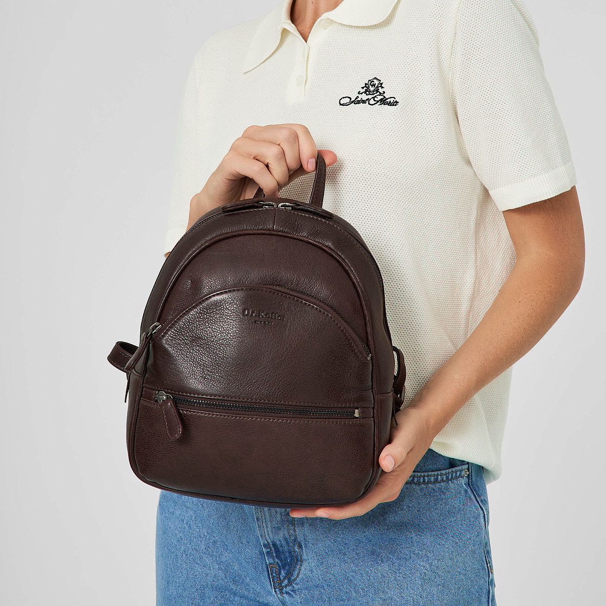 Рюкзак Dr.Koffer из натуральной кожи темно-коричневый