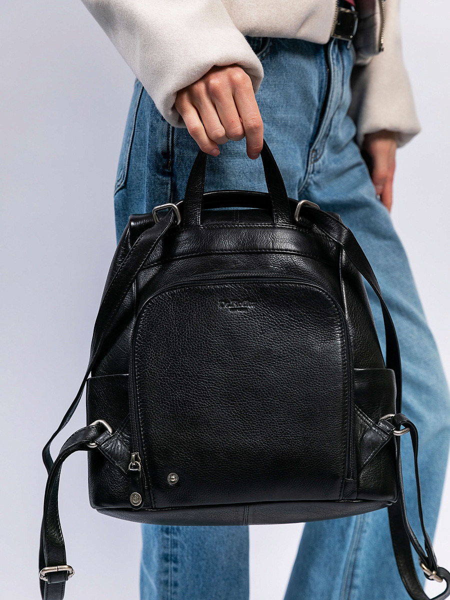 Сумка-рюкзак Dr. Koffer из натуральной кожи черная