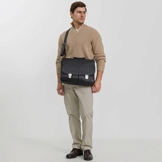 Портфель Dr.Koffer из натуральной кожи черный