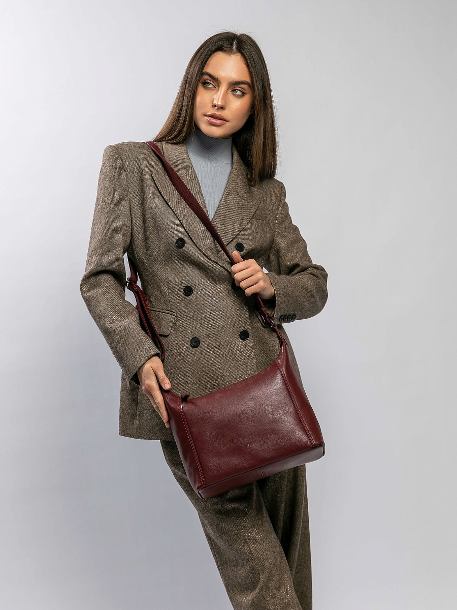 Сумка через плечо Dr.Koffer из натуральной кожи бордовая