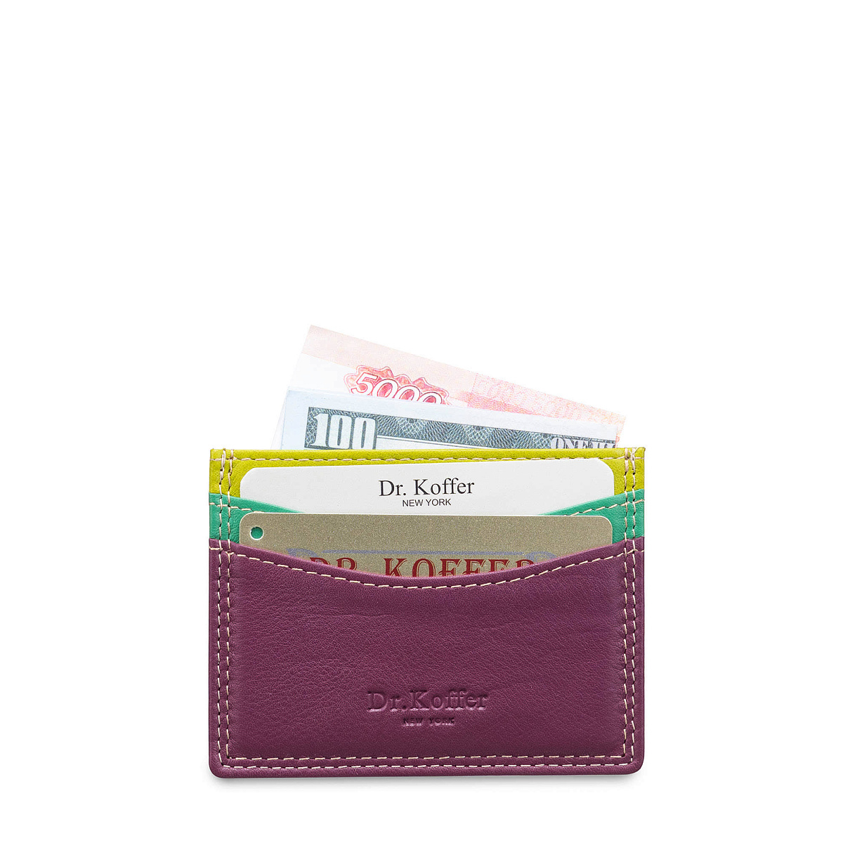 Кредитница Dr.Koffer из натуральной кожи фиолетовая
