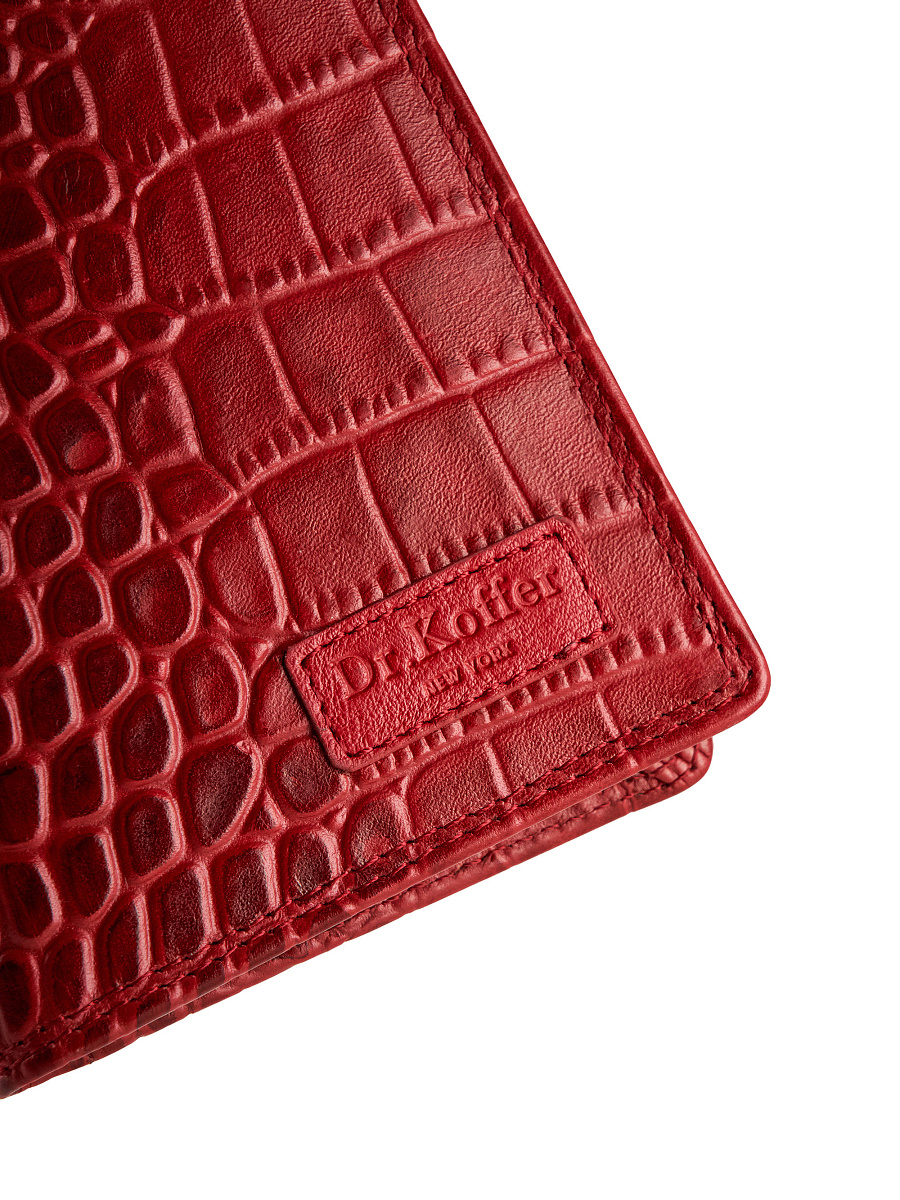 Обложка для документов Dr.Koffer из натуральной кожи красная