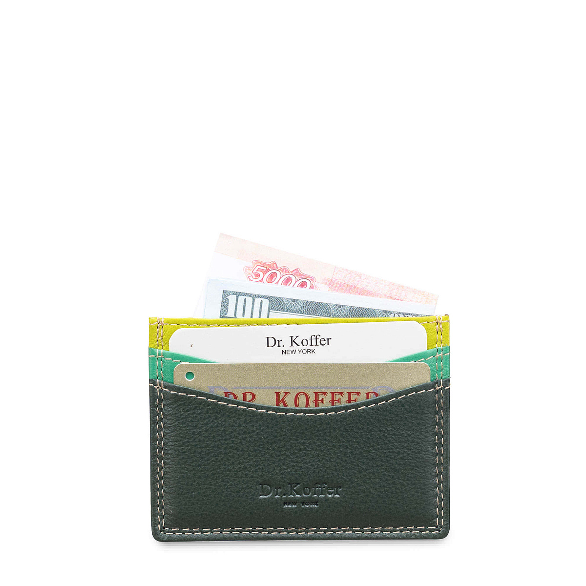 Кредитница Dr.Koffer из натуральной кожи зеленая