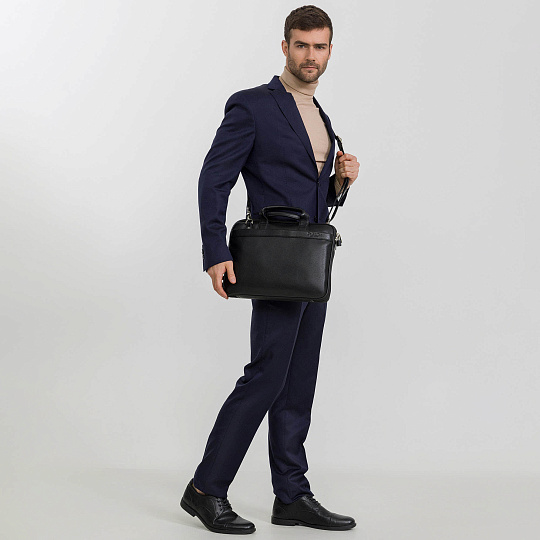 Деловая сумка Dr.Koffer из натуральной кожи черная