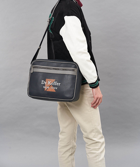 Сумка через плечо Dr.Koffer из натуральной кожи синяя