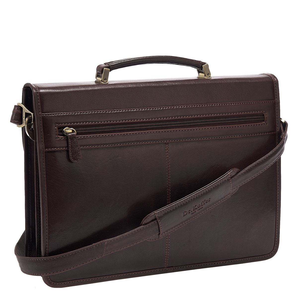 Портфель Dr.Koffer из натуральной кожи темно-коричневый