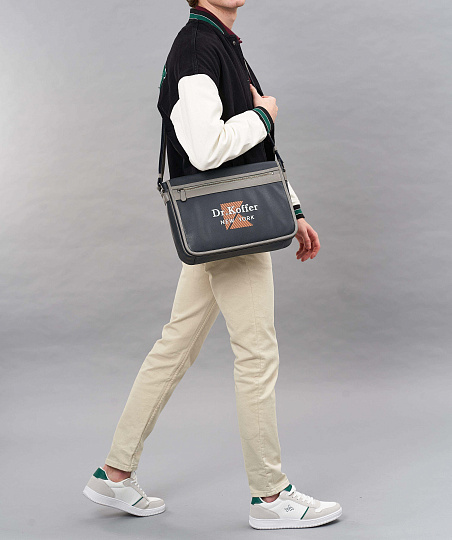 Деловая сумка Dr.Koffer из натуральной кожи синяя