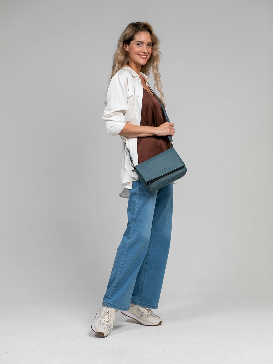 Женская сумка Dr.Koffer из натуральной кожи голубая