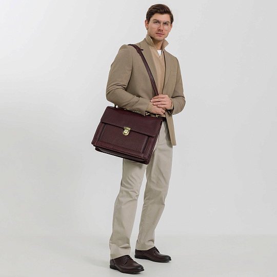 Портфель Dr.Koffer из натуральной кожи темно-коричневый