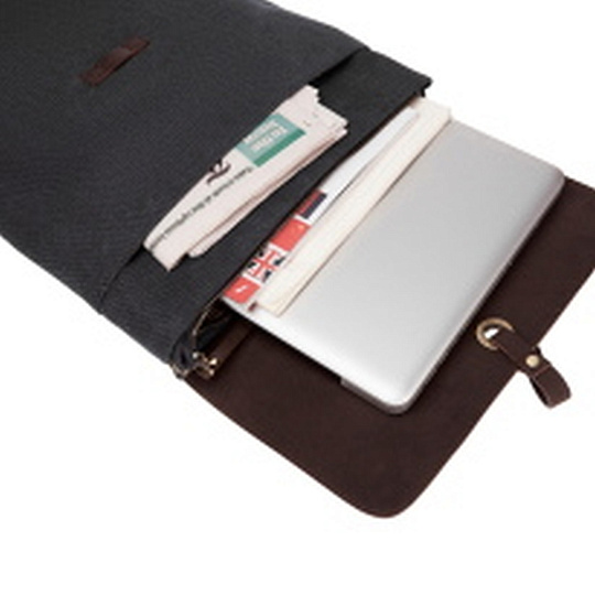 Рюкзак Dr.Koffer из канваса и натуральной кожи черный