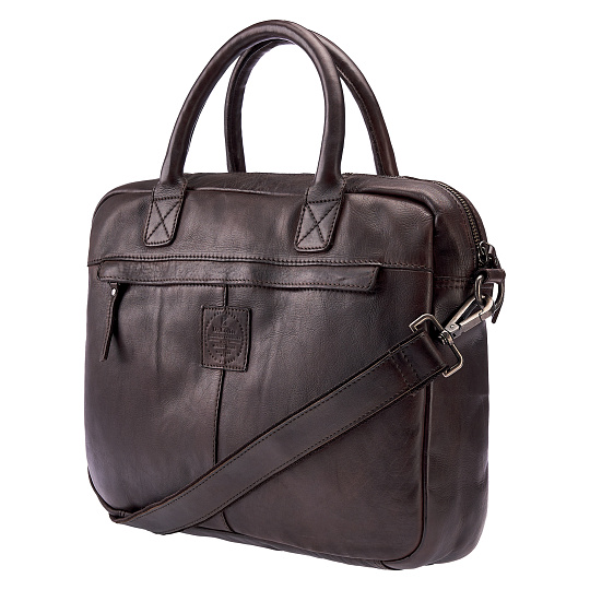 Деловая сумка Dr.Koffer из натуральной кожи темно-коричневая
