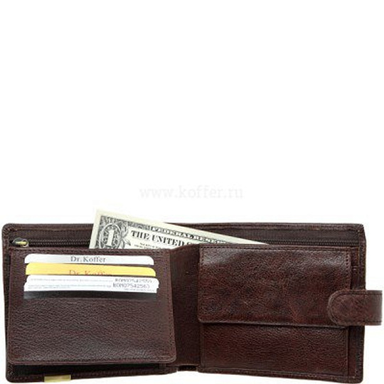 Портмоне Dr.Koffer из натуральной кожи коричневое