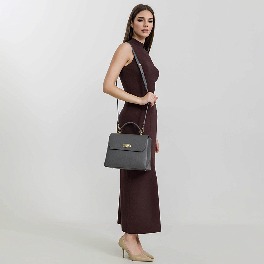 Женская сумка  Dr. Koffer из натуральной кожи серая