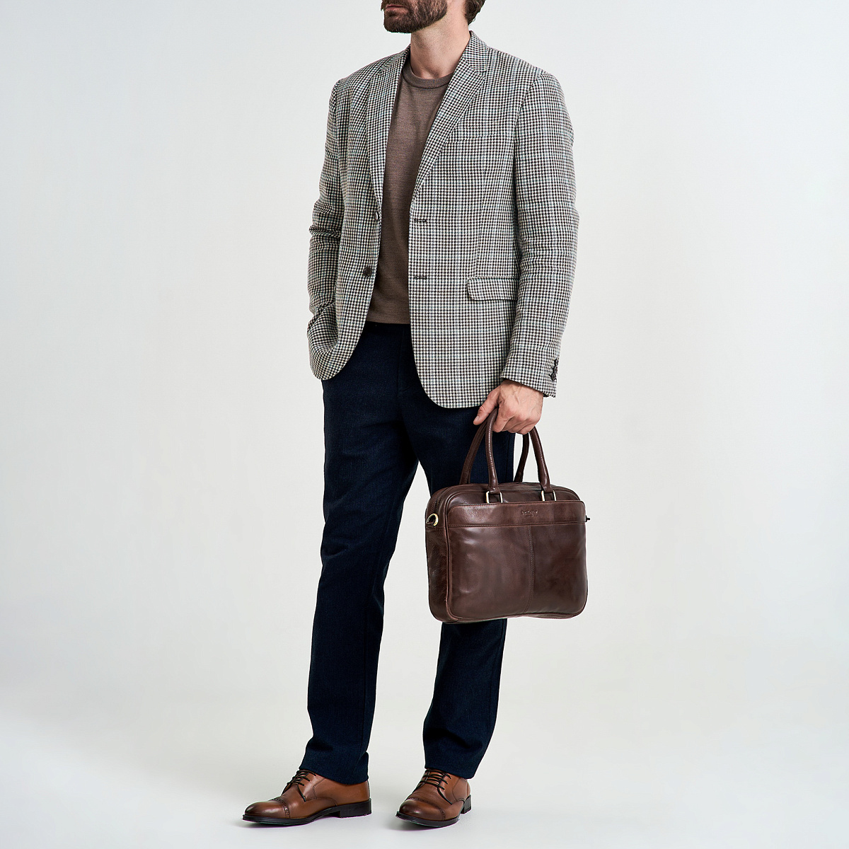 Деловая сумка Dr.Koffer из натуральной кожи темно-коричневая