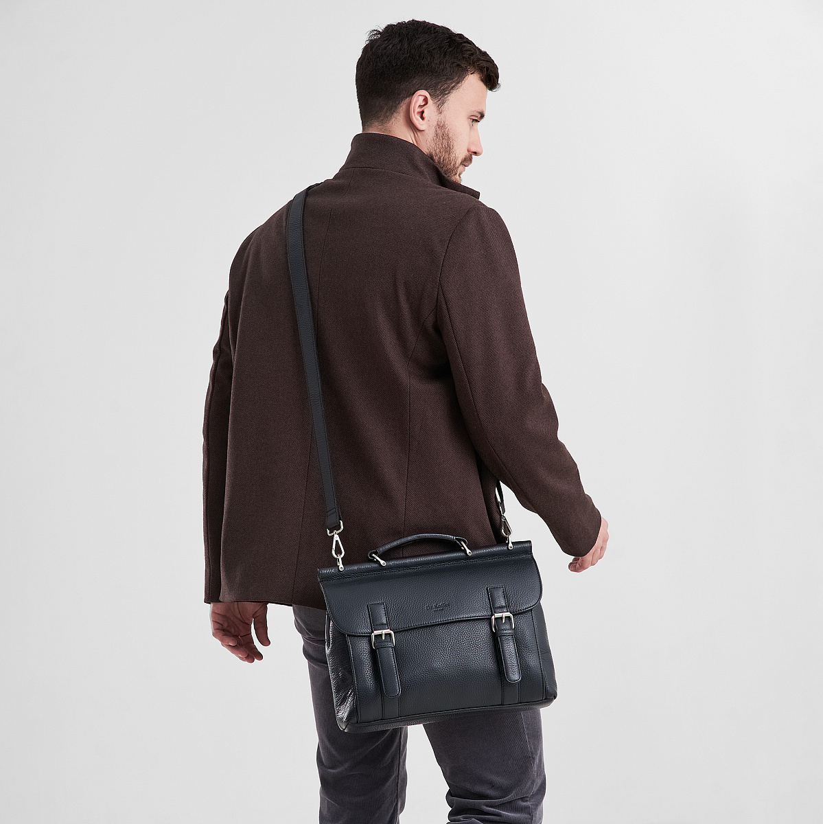 Портфель Dr.Koffer из натуральной кожи черный