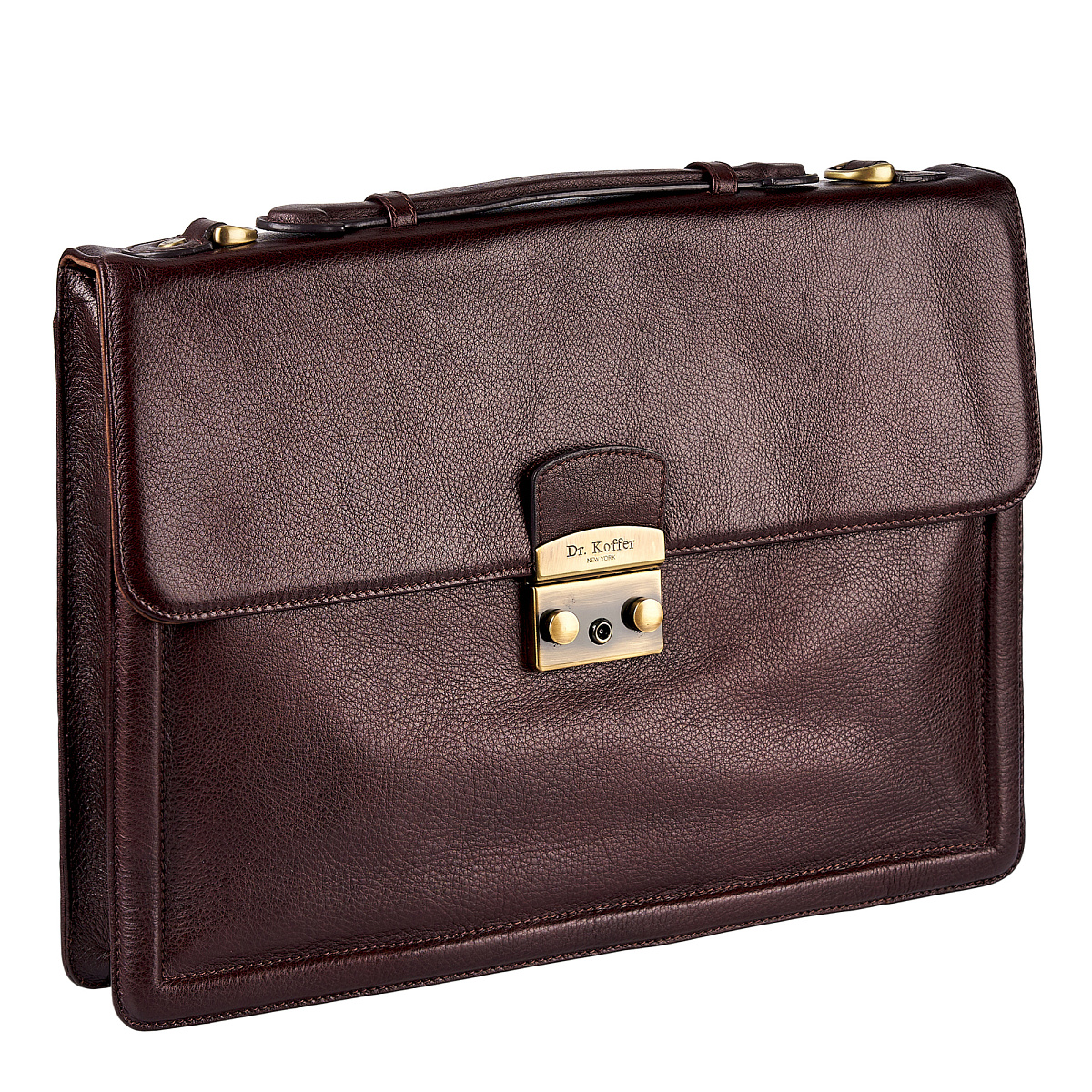 Портфель Dr.Koffer из натуральной кожи темно-коричневый