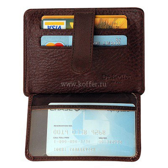 Кредитница с окном под автодокументы из темно-коричневой кожи Dr.Koffer X267900-02-09