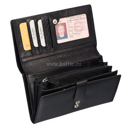 Портмоне Dr.Koffer из натуральной кожи черное