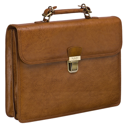 Портфель Dr.Koffer из натуральной кожи светло-коричневый