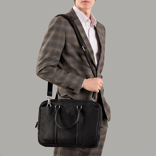 Деловая сумка Dr.Koffer из натуральной кожи черная