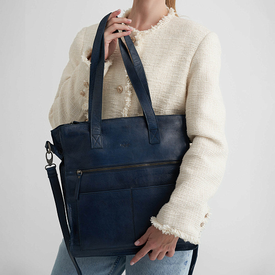 Деловая сумка Dr.Koffer из натуральной кожи синяя