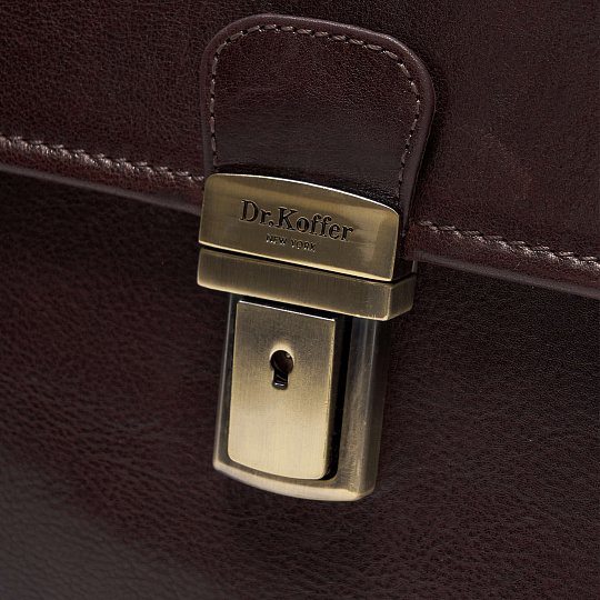 Портфель Dr.Koffer из натуральной кожи темно-коричневый