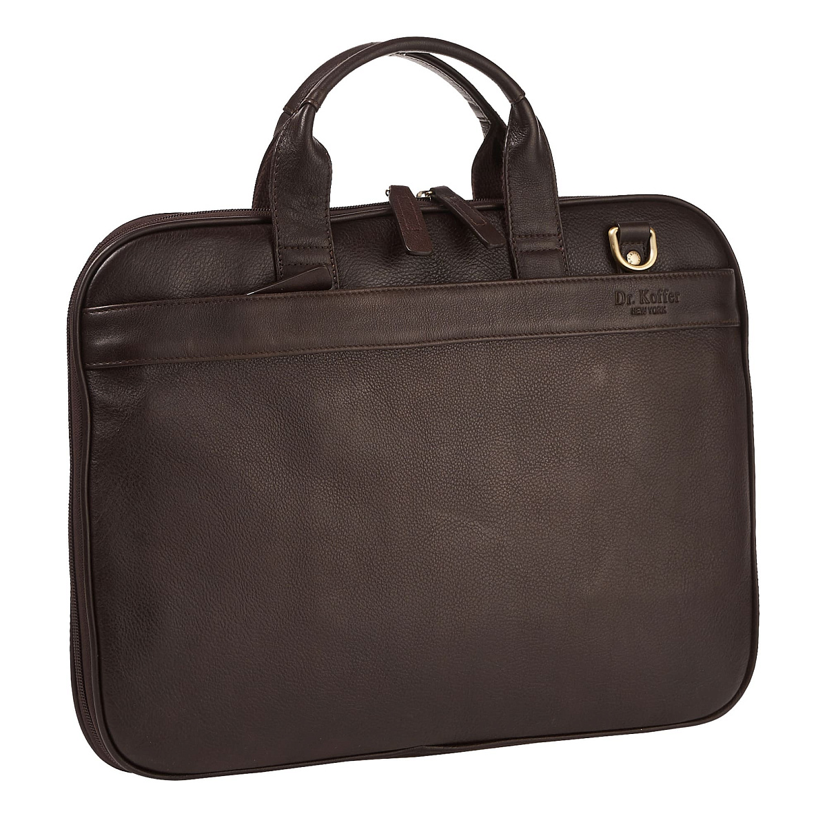 Деловая сумка Dr.Koffer из натуральной кожи темно-коричневая