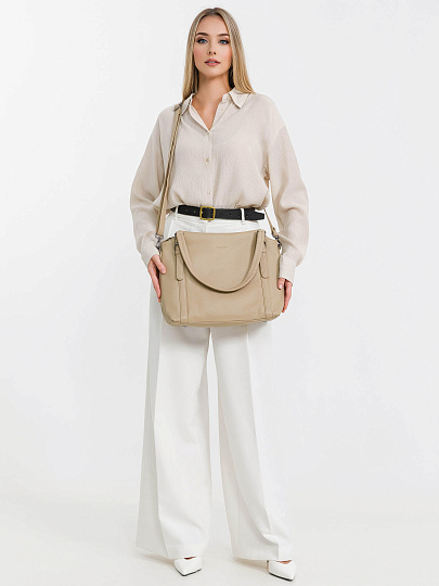 Женская сумка Dr.Koffer из натуральной кожи бежевая