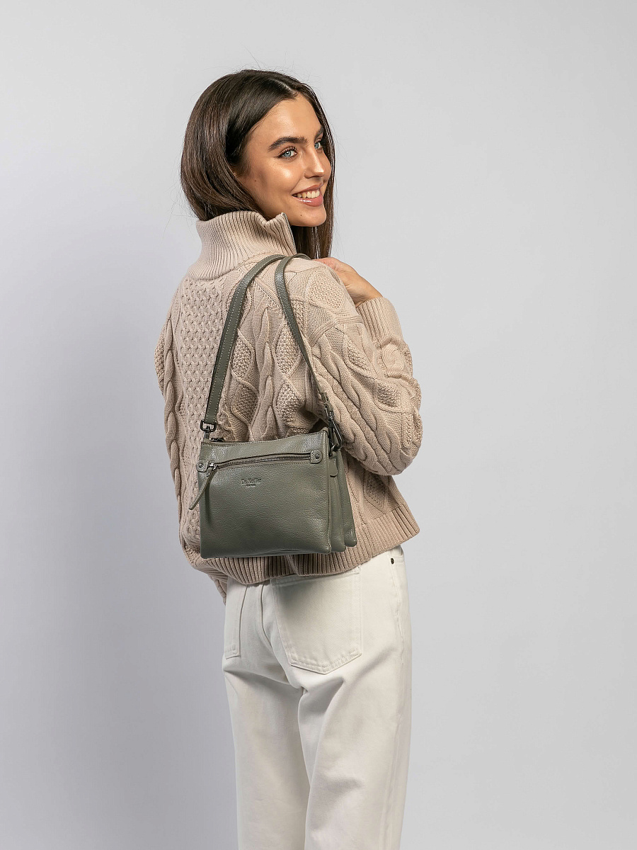 Сумка через плечо Dr.Koffer из натуральной кожи серая