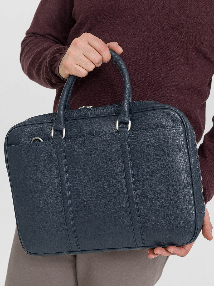 Деловая сумка Dr.Koffer из натуральной кожи синяя