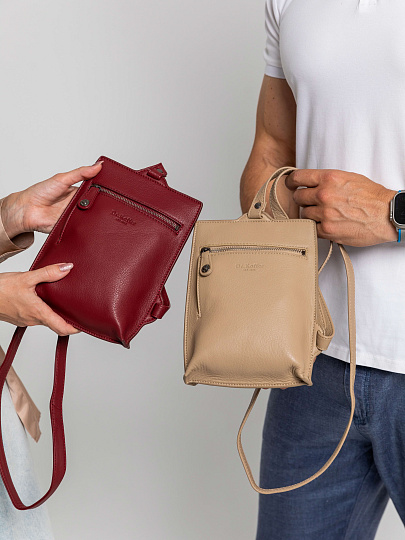 Сумка через плечо Dr.Koffer из натуральной кожи бежевая