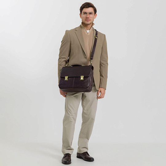 Портфель Dr.Koffer из натуральной кожи темно-коричневый