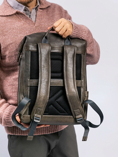 Рюкзак Dr. Koffer из натуральной кожи серый